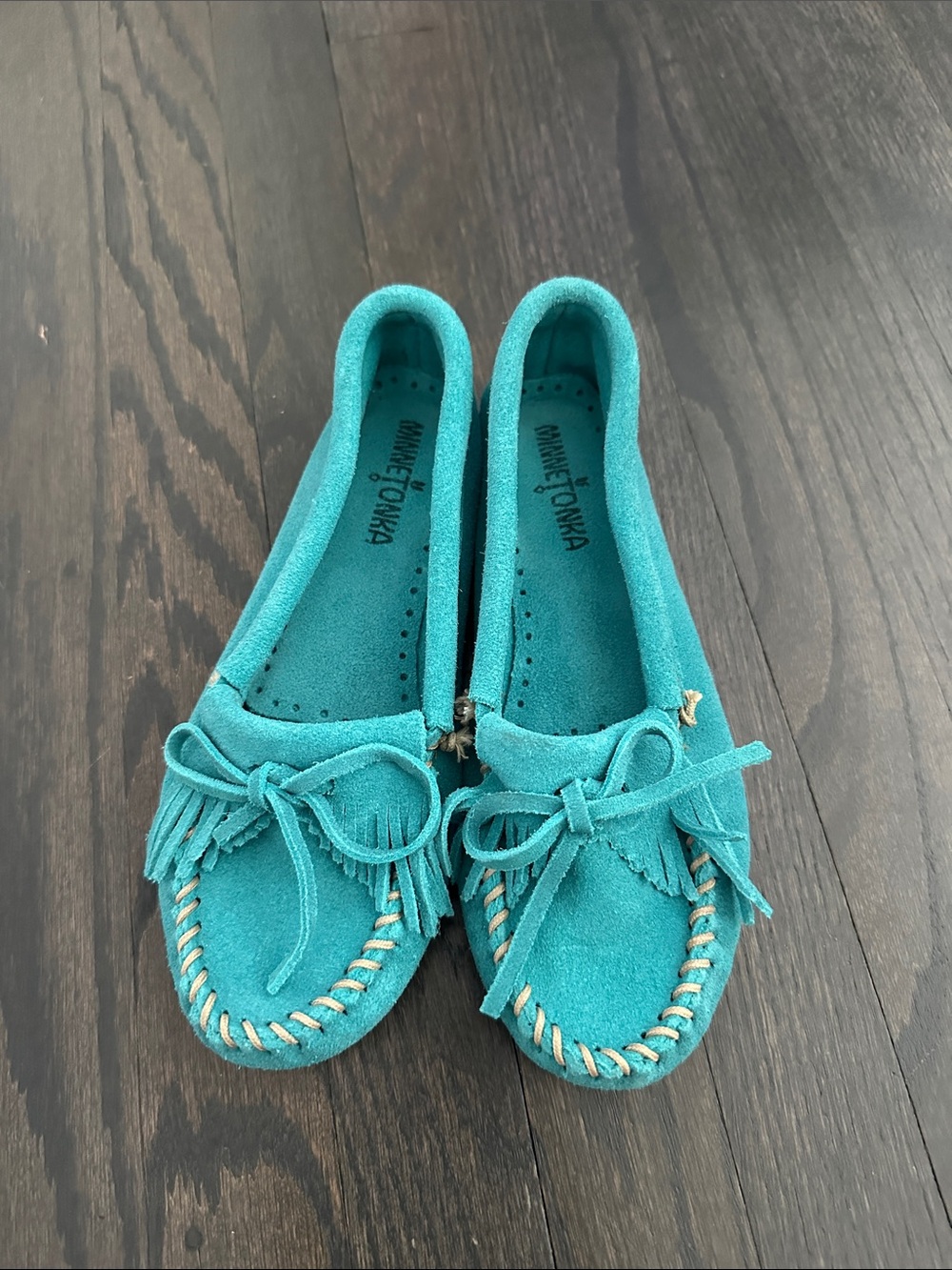 Minnetonka Teal Suede Moccasin Shoes